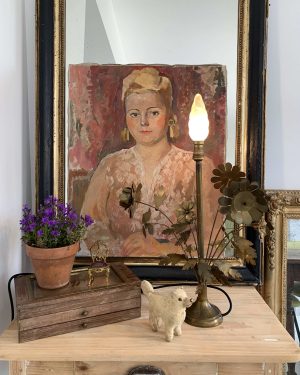 Ancienne lampe fleurs
