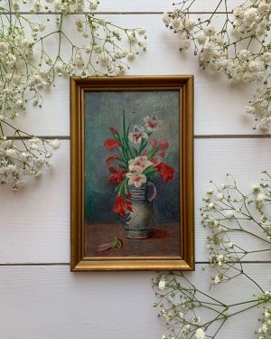 Ancienne peinture de fleurs par Jo Purrel