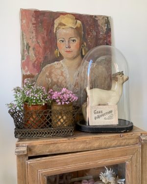 Ancienne jardinière en fer tressé