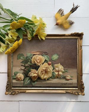 “Les roses jaunes“ tableau ancien