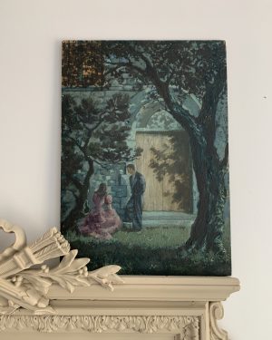 Tableau ancien « Discussion au clair de lune »