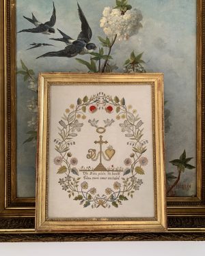 Ancienne broderie religieuse XIXe