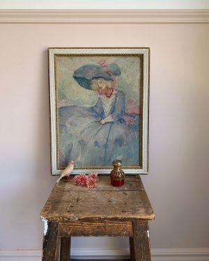 Peinture ancienne « Jeune élégante » vers 1900