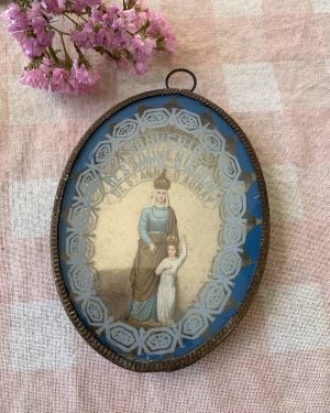 Cadre reliquaire St Anne et vierge Marie