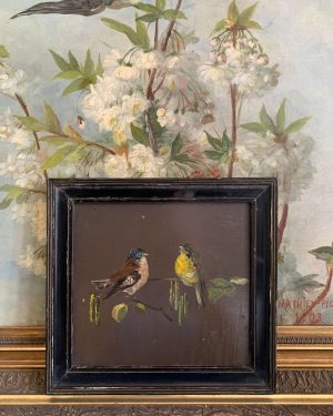 Tableau ancien « Les mésanges »