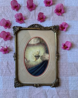 Gravure cœur de Jésus XIXe