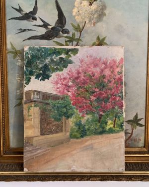 Peinture ancienne « L’arbre rose »
